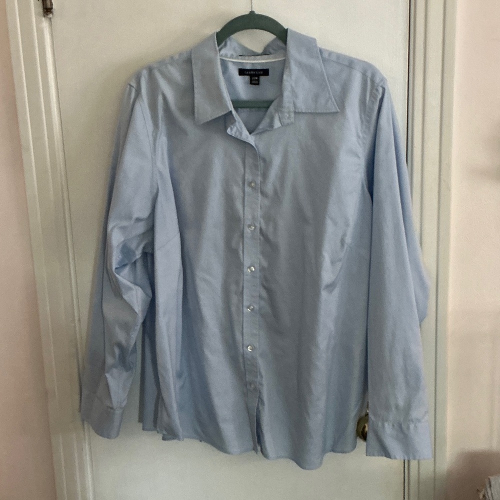 Lands' End Women's Light Blue Button Down Shirt 22W
